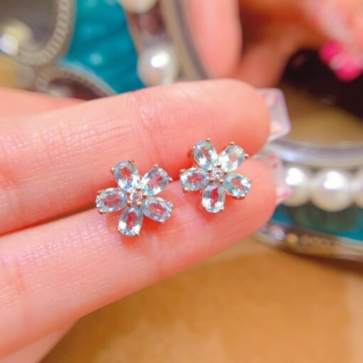 Natural Topaz Stud Earrings /Sterling 925 Silver 18K Gold-Plated Topaz Studs/Customize gift box/November birthstone gift/anniversary gift - Image 4