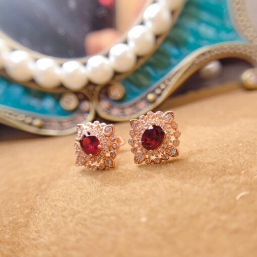 Natural garnet Stud Earrings /Sterling 925Silver 18K Gold-Plated garnet Studs/Customize gift box/January birthstone gift/anniversary gift - Image 5