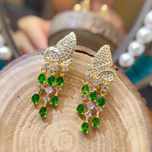 Natural Prehnite dangle& drop Earrings /Sterling 925 Silver Gold-Plated Prehnite dangles/Customize gift box/birthstone gift/anniversary gift - Image 5