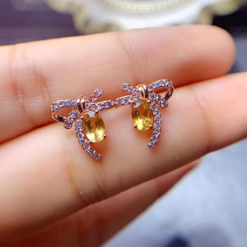 Natural Citrine Stud Earrings /Sterling 925Silver 18K Gold-Plated Citrine Studs/Customize gift box/November birthstone gift/anniversary gift - Image 5