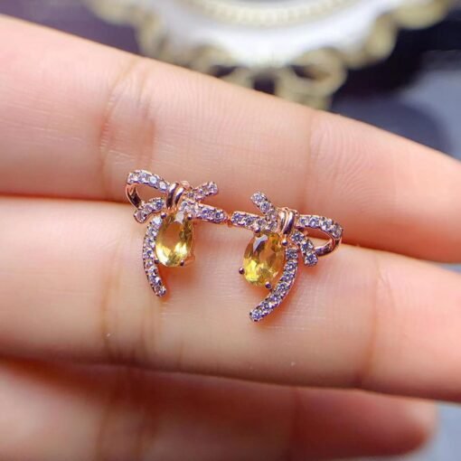 Natural Citrine Stud Earrings /Sterling 925Silver 18K Gold-Plated Citrine Studs/Customize gift box/November birthstone gift/anniversary gift - Image 3