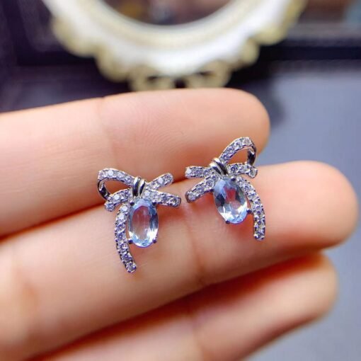 Natural Topaz Stud Earrings /Sterling 925 Silver 18K Gold-Plated Topaz Studs/Customize gift box/November birthstone gift/anniversary gift - Image 2