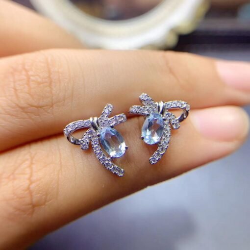 Natural Topaz Stud Earrings /Sterling 925 Silver 18K Gold-Plated Topaz Studs/Customize gift box/November birthstone gift/anniversary gift - Image 5