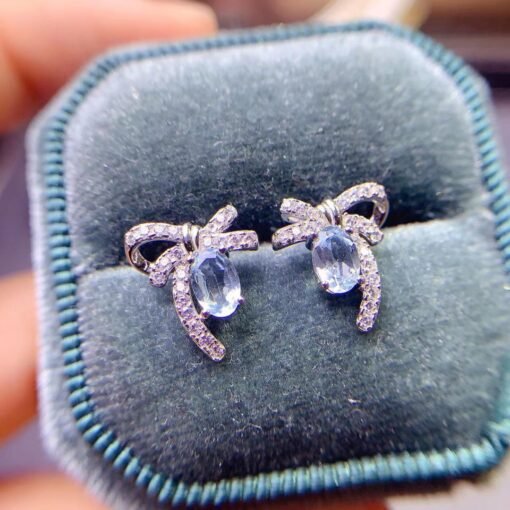 Natural Topaz Stud Earrings /Sterling 925 Silver 18K Gold-Plated Topaz Studs/Customize gift box/November birthstone gift/anniversary gift - Image 4