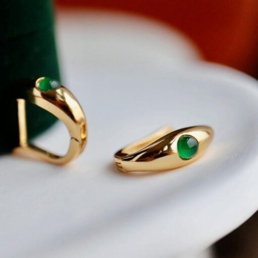 Natural jadeite Earrings /Sterling 925Silver 18k Gold-Plated green jade earrings/Customize gift box/anniversary gift/Dainty vintage earrings - Image 5