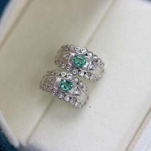Natural emerald Stud Earrings /Sterling 925 Silver 18K Gold-Plated emerald Studs/Customize gift box/May birthstone gift/anniversary gift - Image 3