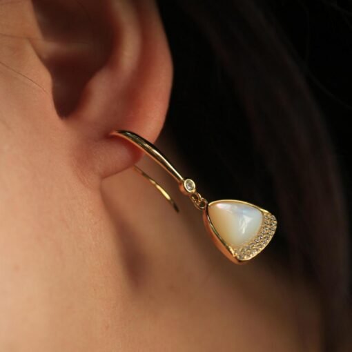 Natural white shell dangle Earrings/Sterling 925Silver 18KGold-Plated shell drops/Customize gift box/anniversary gift/vintage earrings gift - Image 3