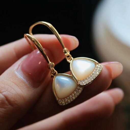 Natural white shell dangle Earrings/Sterling 925Silver 18KGold-Plated shell drops/Customize gift box/anniversary gift/vintage earrings gift - Image 2
