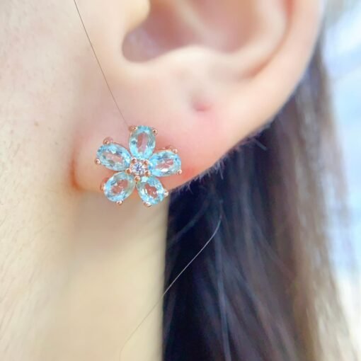 Natural Topaz Stud Earrings /Sterling 925 Silver 18K Gold-Plated Topaz Studs/Customize gift box/November birthstone gift/anniversary gift - Image 2