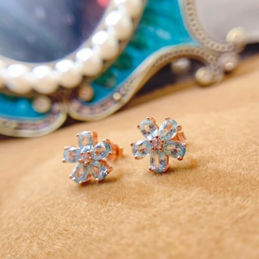 Natural Topaz Stud Earrings /Sterling 925 Silver 18K Gold-Plated Topaz Studs/Customize gift box/November birthstone gift/anniversary gift - Image 5