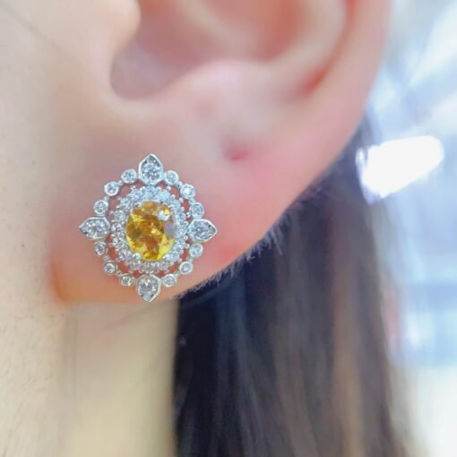 Natural Citrine Stud Earrings /Sterling 925Silver 18K Gold-Plated Citrine Studs/Customize gift box/November birthstone gift/anniversary gift - Image 2