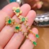 Natural emerald dangle&drop Earrings /Sterling 925Silver Gold-Plated emerald dangles/Customize gift box/May birthstone gift/anniversary gift