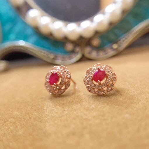 Natural ruby Stud Earrings /Sterling 925 Silver 18K Gold-Plated ruby Studs/Customize gift box/July birthstone gift/anniversary gift for her - Image 5