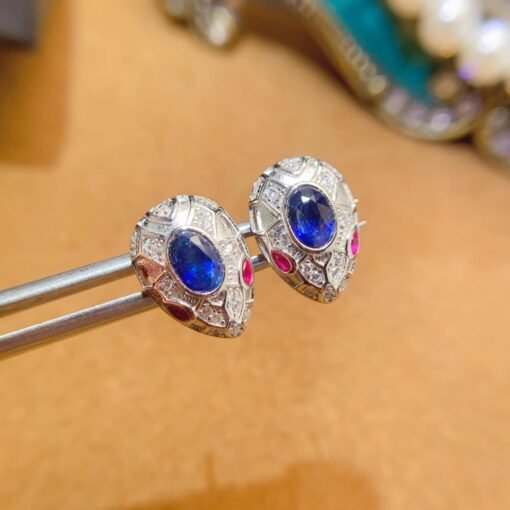 Natural sapphire Stud Earrings /Sterling 925 Silver 18K Gold-Plated sapphire Studs/Customize gift box/September birthstone gift/anniversary - Image 3