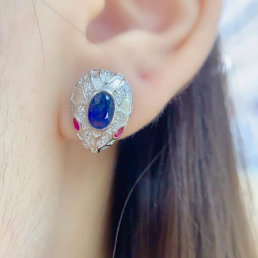 Natural sapphire Stud Earrings /Sterling 925 Silver 18K Gold-Plated sapphire Studs/Customize gift box/September birthstone gift/anniversary - Image 2