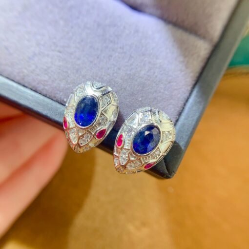 Natural sapphire Stud Earrings /Sterling 925 Silver 18K Gold-Plated sapphire Studs/Customize gift box/September birthstone gift/anniversary - Image 5