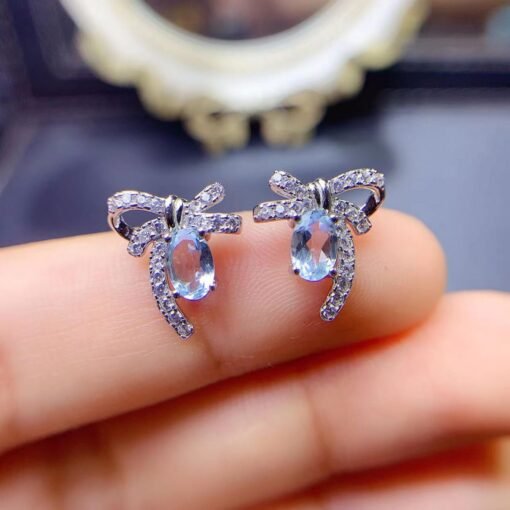 Natural Topaz Stud Earrings /Sterling 925 Silver 18K Gold-Plated Topaz Studs/Customize gift box/November birthstone gift/anniversary gift - Image 3