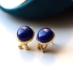 Natural Lapis lazuli Stud Earrings/Sterling 925 Silver Gold-Plated Lapis lazuli Studs in Mother of Pearl/Customize gift box/anniversary gift