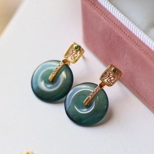 Natural jade Earrings /Sterling 925 Silver 18K Gold-Plated jade drop & dangle earrings/Customize gift box/genuine jade/anniversary gift