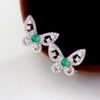 Natural jadeite Stud Earrings /Sterling 925-Silver Gold-Plated round green jade Studs/Customize gift box/butterfly earrings/anniversary gift