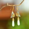 Natural Nephrite dangle & drop Earrings /Sterling 925-Silver enamel jade earrings/Customize gift box/butterfly earrings/anniversary gift