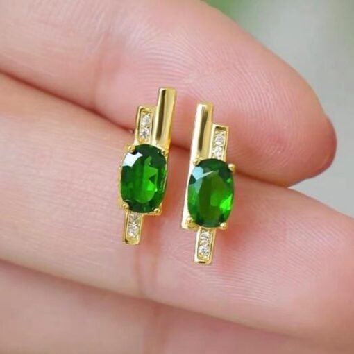 Natural Diopside Stud Earrings/Sterling 925Silver 18K Gold-Plated real oval diopside Stud/Customize gift box/anniversary gift/musical note - Image 5