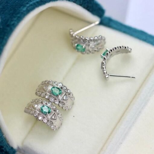 Natural emerald Stud Earrings /Sterling 925 Silver 18K Gold-Plated emerald Studs/Customize gift box/May birthstone gift/anniversary gift - Image 5