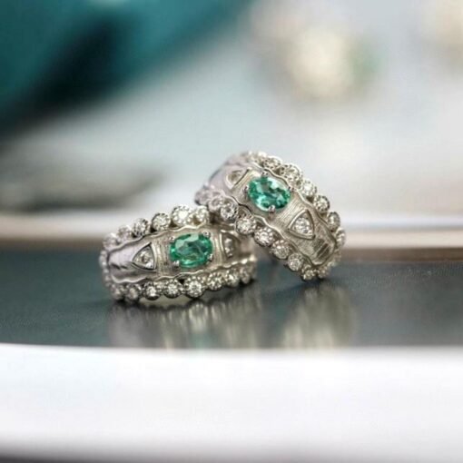 Natural emerald Stud Earrings /Sterling 925 Silver 18K Gold-Plated emerald Studs/Customize gift box/May birthstone gift/anniversary gift