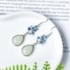 Natural Nephrite dangle Earrings /Sterling 925-Silver enamel Nephrite drop earrings/Customize gift box/Retro earrings/anniversary gift
