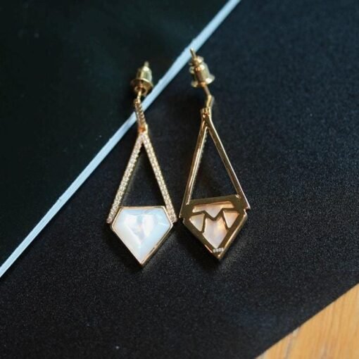 Natural white mother-of-pearl trop Earrings/Sterling 925Silver 18KGold-Plated vintage white mother-of-pearl dangles/Customize gift box/retro - Image 5