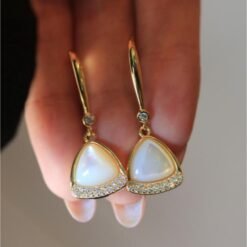 Natural white shell dangle Earrings/Sterling 925Silver 18KGold-Plated shell drops/Customize gift box/anniversary gift/vintage earrings gift