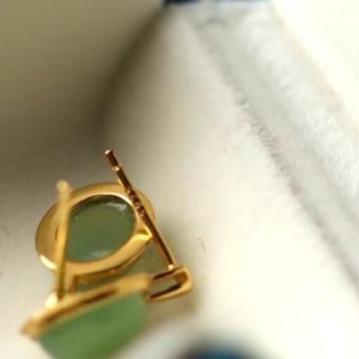 Natural green jade Earrings/Sterling 925 Silver 18K Gold-Plated oval jade drops/Customize gift box/anniversary gift/retro earrings/vintage - Image 4