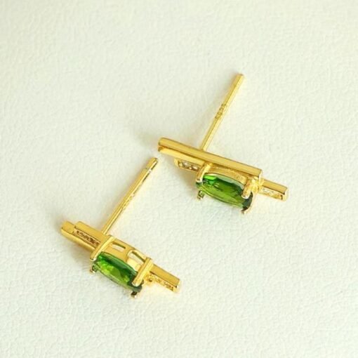 Natural Diopside Stud Earrings/Sterling 925Silver 18K Gold-Plated real oval diopside Stud/Customize gift box/anniversary gift/musical note - Image 4