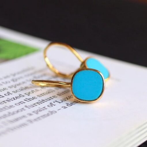 Genuine Turquoise Earrings /Sterling 925Silver 18KGold-Plated Turquoise dangles/Customize gift box/December birthstone gift/anniversary gift - Image 4