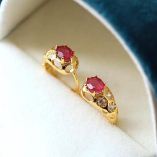 Natural ruby hoop Earrings /Sterling 925 Silver 18K Gold-Plated ruby hoops/Customize gift box/July birthstone gift/anniversary gift for her - Image 2