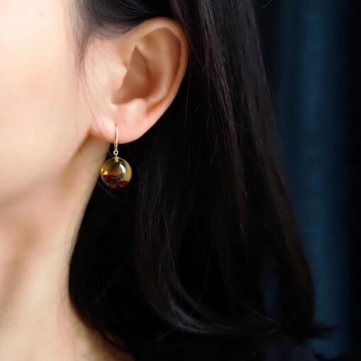 Natural Floral amber dangle Earrings /Sterling 925 Silver 18K Gold-Plated Floral amber drops/Customize gift box/anniversary gift for her - Image 2