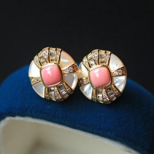 Natural Queen Conch Stud Earrings/Sterling 925 Silver 18K Gold-Plated Queen Conch Studs with White Mother of Pearl/Customize gift box - Image 5