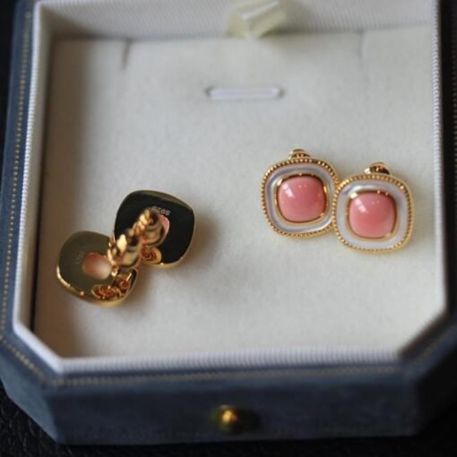 Natural Queen Conch Stud Earrings/Sterling 925 Silver 18K Gold-Plated Queen Conch Studs with White Mother of Pearl/Customize gift box - Image 4
