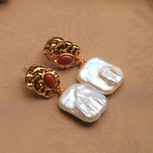 Natural Baroque pearl dangle Earrings/Sterling 925Silver 18K Gold-Plated Baroque pearl drops/Customize gift box/Stylish and Elegant Style - Image 3