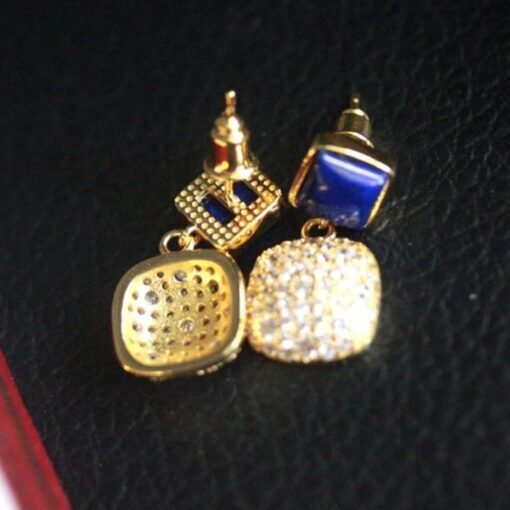 Natural Lapis lazuli dangle Earrings/Sterling 925-Silver Gold-Plated cushion Lapis lazuli drops/Customize gift box/anniversary gift for her - Image 4