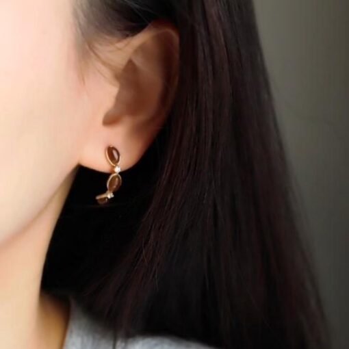Natural Brownish red nephrite hoop Earrings /Sterling 925Silver 18K Gold-Plated jade hoops/Customize gift box/genuine jade/anniversary gift - Image 3