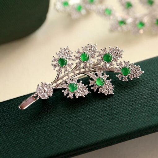 Genuine jadeite leaf brooch/Sterling 925-Silver green jade brooch/Customize gift box/anniversary gift for her/leaves pendant gift - Image 3