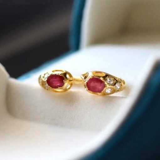 Natural ruby hoop Earrings /Sterling 925 Silver 18K Gold-Plated ruby hoops/Customize gift box/July birthstone gift/anniversary gift for her - Image 4