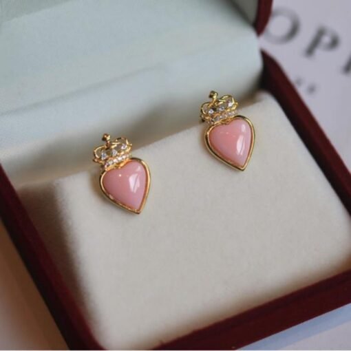 Genuine Queen Conch stud Earrings/Sterling 925Silver 18K Gold-Plated heart Queen Conch studs/Customize gift box/anniversary gift/Crown studs - Image 4