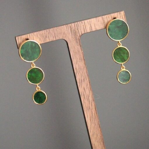 Natural green jadeite dangle Earrings /Sterling 925-Silver 18KGold-Plated jade drop/Customize gift box/anniversary Teardrop Shape earrings - Image 5