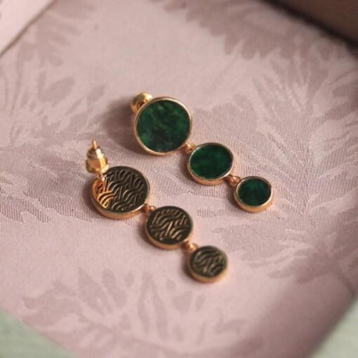 Natural green jadeite dangle Earrings /Sterling 925-Silver 18KGold-Plated jade drop/Customize gift box/anniversary Teardrop Shape earrings - Image 4