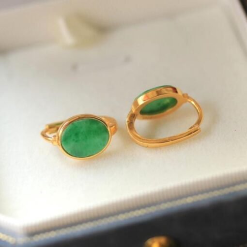 Natural green jadeite hoop Earrings /Sterling 925-Silver 18KGold-Plated jade hoops/Customize gift box/anniversary gift for her/gift for mom - Image 4