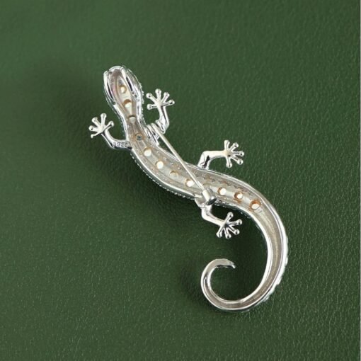 Genuine jadeite Lizard brooch/Sterling 925-Silver green jade brooch/Customize gift box/anniversary gift/pet Lizard love/Lizard pendant gift - Image 5