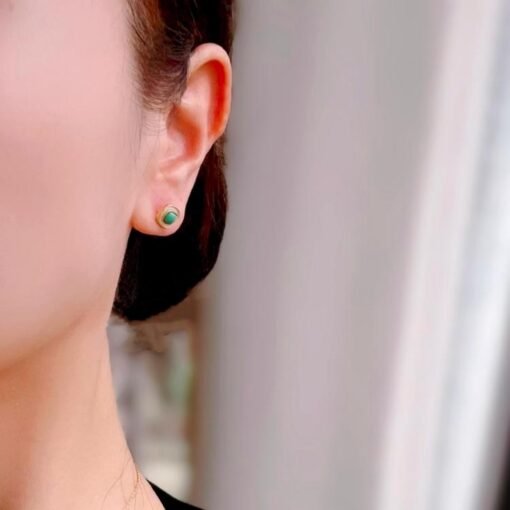Genuine Turquoise stud Earrings /Sterling 925Silver 18KGold-Plated Turquoise studs/Customize gift box/December birthstone gift/anniversary - Image 2