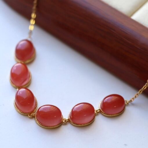 Natural red agate bracelet/Sterling 925Silver 18KGold-Plated agate bracelet/Customize gift box/anniversary bracelet gift/dainty silver gift - Image 4